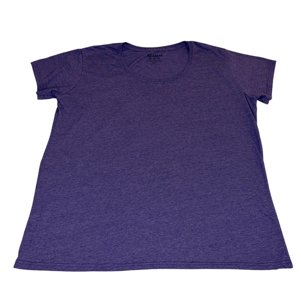 Gildan Womens 2XL Heather Purple Scoop Neck Short Sleeve T-Shirt